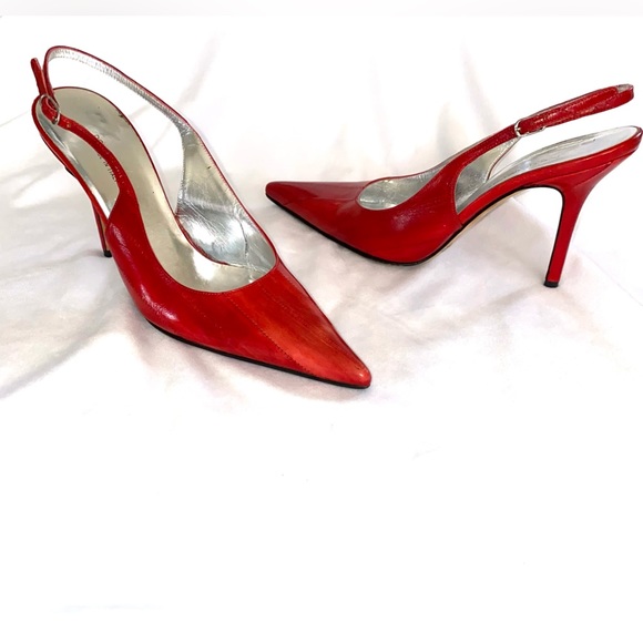 Dolce & Gabbana Red Eel Leather Slingback’s Heels - Picture 1 of 10